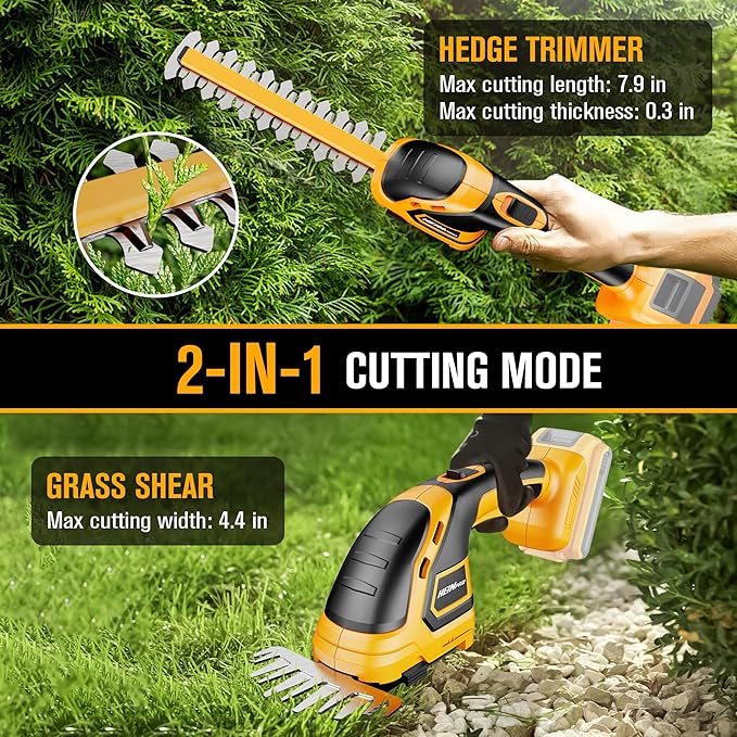 HEINPRO Hedge Trimmer Cordless Compatible with DEWALT 20V MAX Battery (No Battery), Electric Hedge Trimmer Cordless Grass Trimmer, Bush Trimmer Grass Shears Handheld for Yard, Garden, Lawn