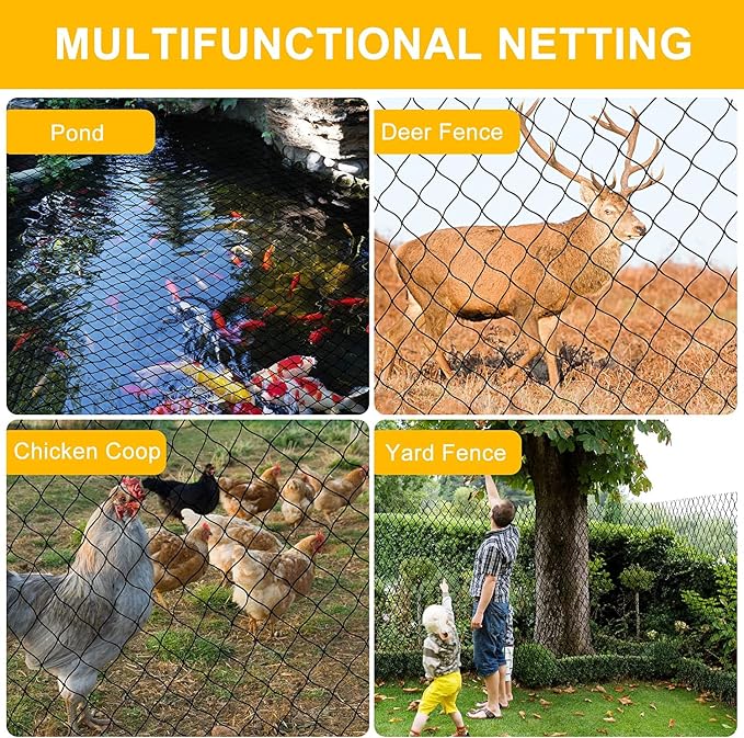 BSTPCOO Bird Netting 25'x100' with 2.4" Square Mesh Chicken Coop Nettings, Poultry Netting Heavy Duty Nylon Nettings, Hawk Net for Chicken Run, Deer Fence Garden Fruit Tree Net