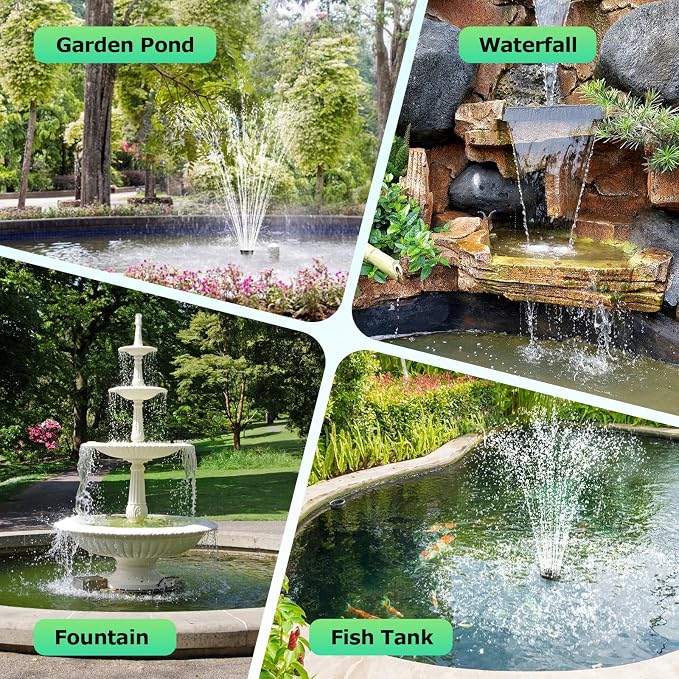 POPOSOAP 35W Solar Fountain Pump, 420GPH Solar Pond Pump with Dry-Run Protection, Solar Powered Water Pump with PVC Tubing, 17Ft Cord for Ponds, Garden, Hydroponics, Waterfall