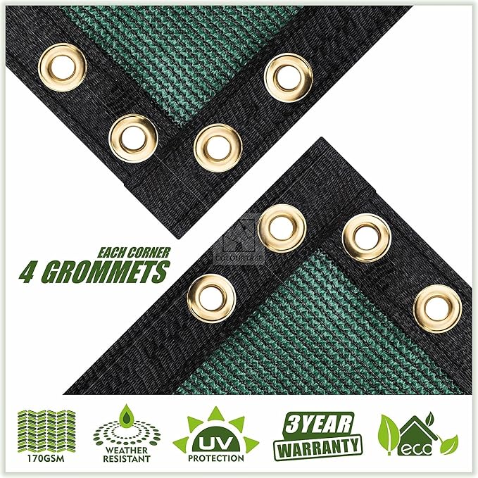 ColourTree Customized Size 6' x 6' Green Fence Screen Privacy Screen - Commercial Grade 170 GSM - Heavy Duty - 3 Years Warranty - Cable Zip Ties Included
