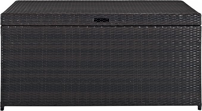 Crosley Furniture Palm Harbor Wicker Outdoor Storage Box for Patio Furniture Cushions and Pool Floats, Brown