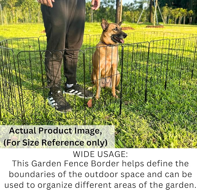 ShopLaLa Decorative Garden Fence Animal Barrier (10 Panels) 12in(L) x 24in(H) Rustproof Metal Wire Flower Bed Edging for Landscape with Swan Up Down Design, Border Panels Fencing Yard Patio Outdoor