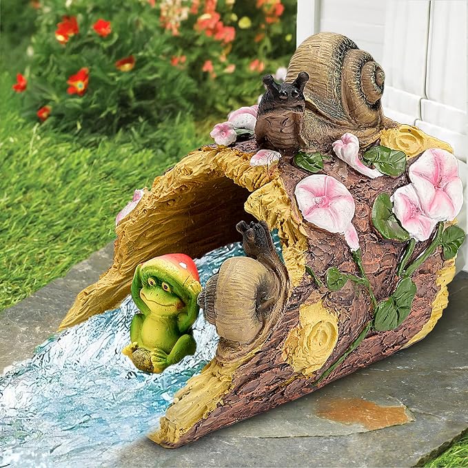 Teaeeno Frog Gutter Downspout Extension Decorations, 3''x4'' Downspout Extender Diverter Splash Block Sculpture Outdoor Decor, Animal Resin Statue Ornaments, for Garden, Lawn, Yard (Snail)