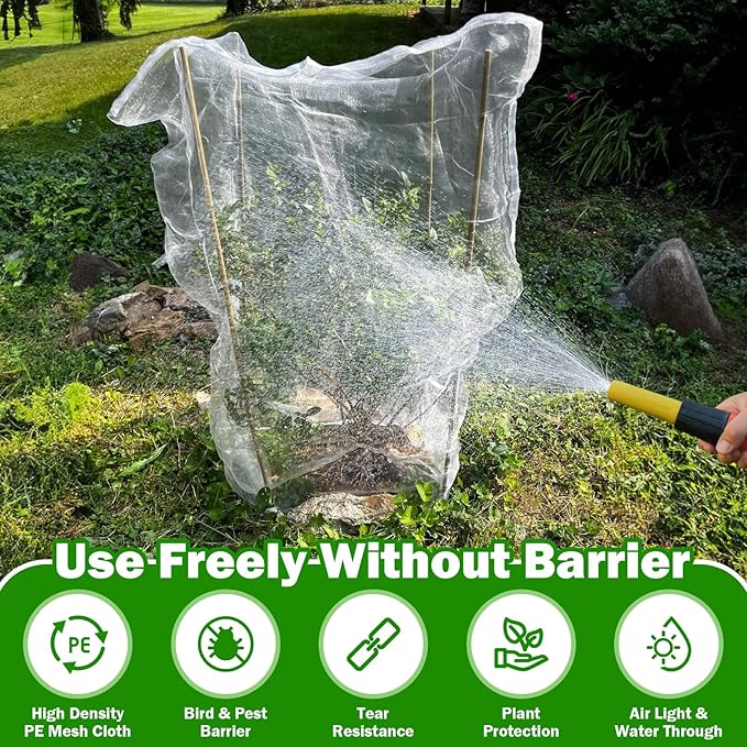 2 PCS Large Fruits Tree Netting Cover for Garden, 6.6 x 8.2 ft Insect Bird Barrier Deer Netting Cover Bag with Drawstring Garden Plant Netting for Tomato Blueberry Bush Netting Covers