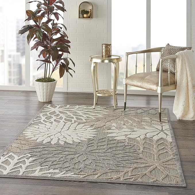 Nourison Home Aloha Natural 3'6" x 5'6" Area Rug - Easy Clean, Non Shedding, Bed Room, Living Room, Dining Room, Kitchen (4' x 6')