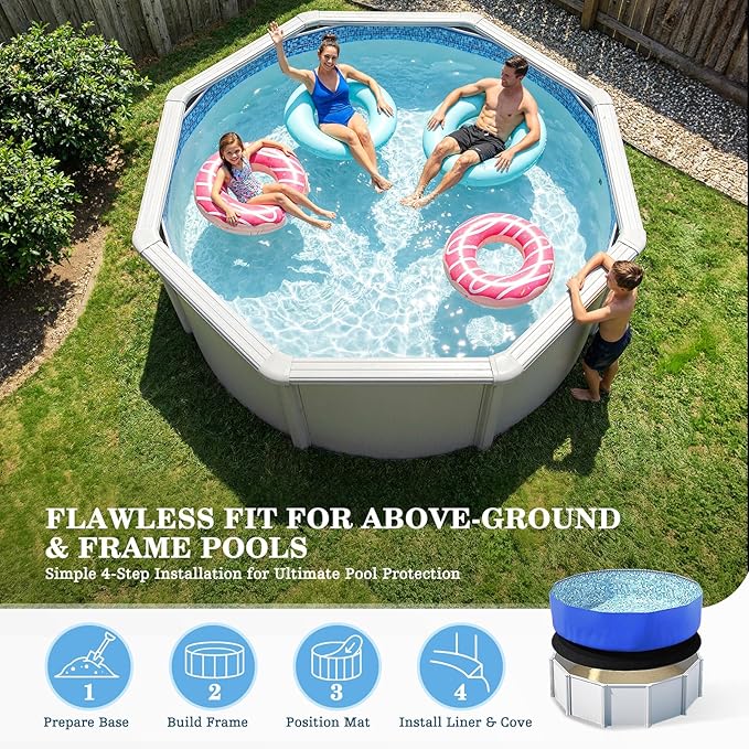UIRWAY 21FT Round Pool Liner Pad for Above Ground Pools, [2026 New Pool Pad 300G/M² Thicker] Puncture Proof Heavy Duty Pool Ground Mat Under Pool Pad, Pools Bottom Liner Protector, Extend Liner Life