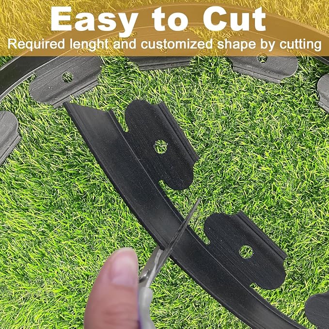 Landscape Edging 79FT, 2IN High Garden Edging Borders,Lawn Edging Kit with 120 Spikes, Plastic Fence Edge DIY for Yard, Tree, Flowerbeds, Landscaping, Grass -Black