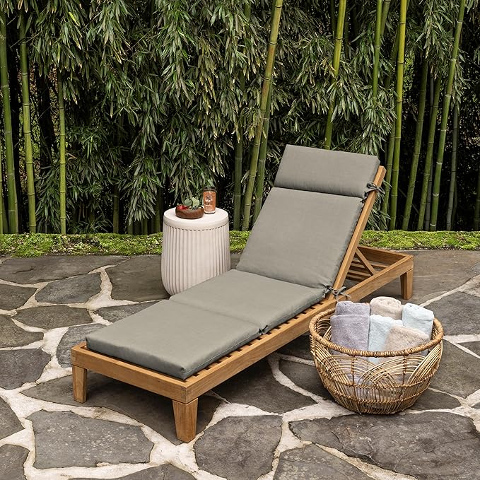 Arden earthFIBER Outdoor Chaise Cushion, 21 x 72, Rain-Proof, Fade Resistant, Cushion for Chaise Lounger Sandbar Taupe Texture