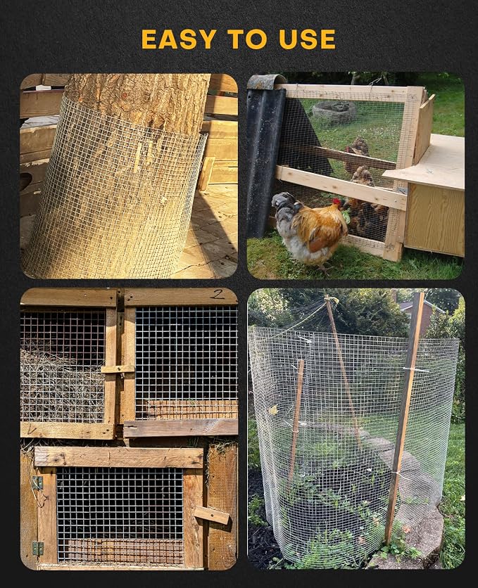 Hardware Cloth 36'' x 50' 1/4 inch Square Openings - 23 Gauge Hot-Dip Galvanized Wire Mesh, Welded Cage Wire Rolls Great for Animal Enclosure Chicken Coop Flower Beds Rabbits Wire Fencing