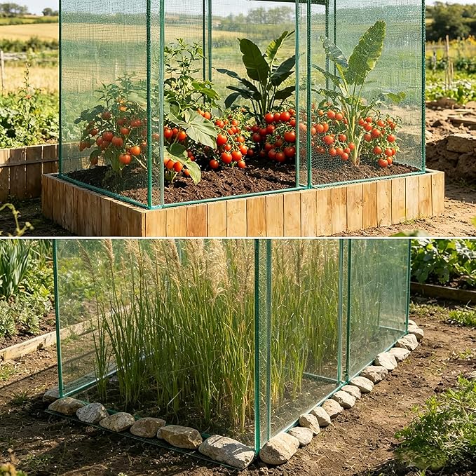6.5 x 10 x 6 Ft Crop Cage for Garden Plants – Plant Protection Tent with Zippered Door, Raised Bed Cover & Sturdy Frame – Wind-Resistant Garden Bed Cover for Outdoor Vegetables & Flowers