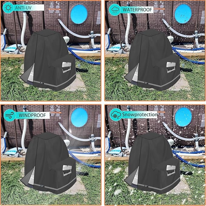 XCZ Sand Filter Pump Cover for 12-16INTEX Crystal Clear Sand Filter Pumps, Waterproof and UV Resistant, Above-Ground Pool Pump Cover Also Available with its Model ，black only Cove