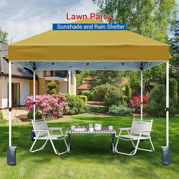 10x10ft Pop Up Canopy Tent, 90-Second One-Person Setup, Heavy Duty 500D Polyester Weather Resistant, Portable with Wheeled Bag, 8 Stakes & 4 Ropes for Camping, Beach, Partie
