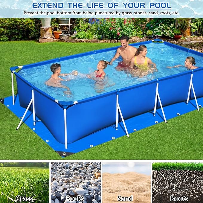 10 x 7 Ft Pool Liner Pad for Above Ground Pools, Thickened Pool Mat Tarp for Under Pool, Dual-Color Pool Ground Pad Cloth Floor Mat for Pool Bottom, Puncture Protection & Extend Liner Life