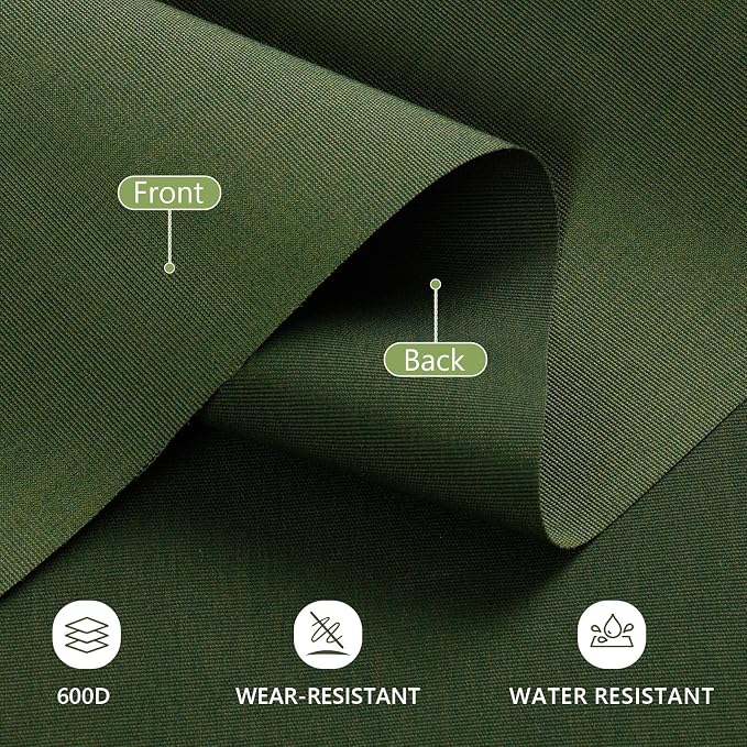 Waterproof Canvas Fabric by The Yard, 58inch 600D Upholstery Fabric Polyester Material Outdoor Water Resistant Material for Sewing Chair Patio Cushion Bag Sofa Seat Repair, 6 Yard Green