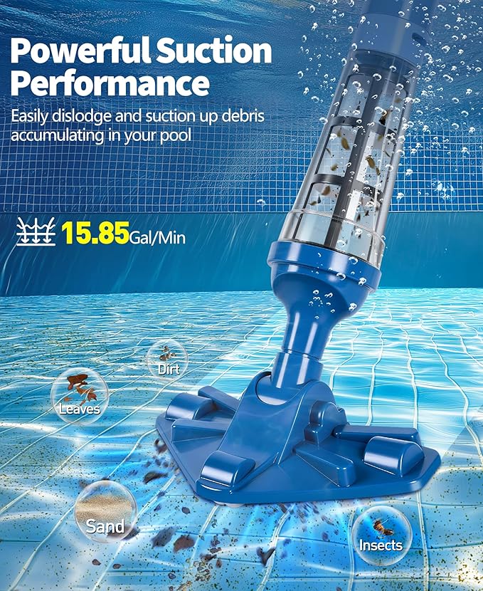 2026 Upgraded Powerful Hot Tub Vacuum Cordless, 15.8 Gals/Min Spa Vacuum for Hot Tub, Handheld Pool Vacuum Cleaner with Water Sensor, Small Pool Vacuum Rechargeable -90 Mins Running Time-Cyan