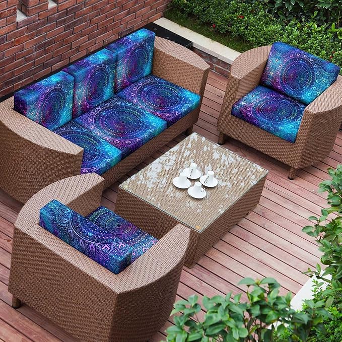 pickyNproud 8Pcs Patio Cushion Covers Stretch Outdoor Couch Cushions Slipcovers Replacement Washable Furniture Protector with Elastic Bottom Sofa Chair Seat Cover, Blue Purple