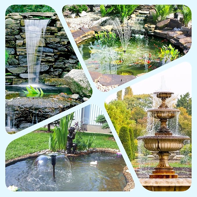 POPOSOAP 70W Solar Pond Filter with Fountain Pump, Solar Powered Water Pump with 580GPH Pond Filter for Outdoor Ponds, Adjustable Diverter Valve for Koi Ponds, Waterfalls, Garden Water Features P37039