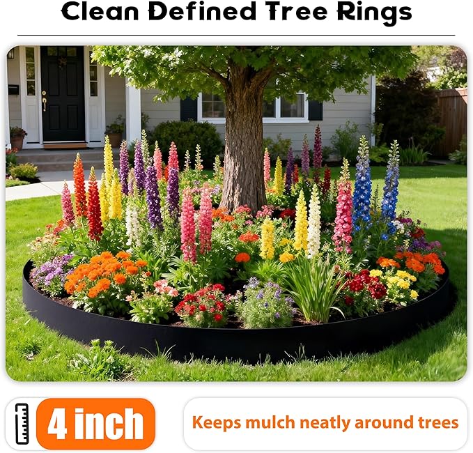 Landscape Edging 4 Inch Tall No Dig Garden Edging Border 33FT with 30 Metal Stakes,Lawn Edging for Yard, Flower Bed and Landscaping (Black, 33FT)