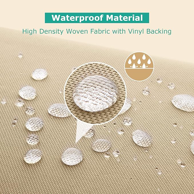 SunPatio Outdoor Patio Sofa Cover - Heavy Duty Deep Seat Couch Cover with Waterproof Seam, All Weather Protection, 80"L x 39"W x 32"H, Beige