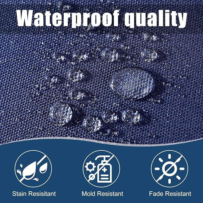 DoubleFill 2 Pcs Outdoor Ottoman Cushion 23"x19"x3" Waterproof Fade Resistant Outdoor Footstools Cushion Removable Patio Ottoman Cushions with Adjustable Fixing Strap for Stool (Navy Blue)