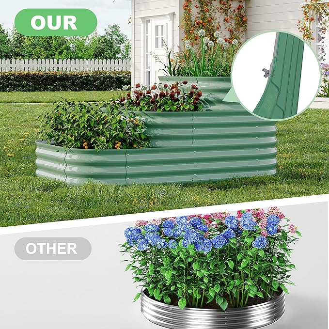 GarveeHome Galvanized Steel Raised Garden Bed - 30.7 in Deep Open-Base Design,Assembly & Expandable Planter Box for Vegetables/Flowers, Family-Friendly Gardening Kit (5x3.5x2.5 ft),Green