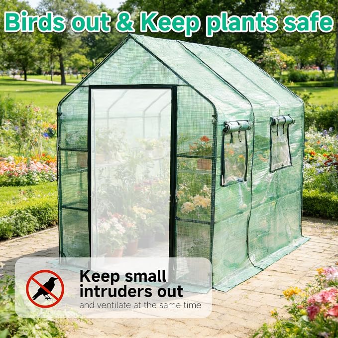 SUNGIFT Greenhouse for Outdoors 56 x 85 x 77 Inch, Walk-in Outdoor Greenhouses, Portable Green House 3 Tiers 20 Shelves for Garden, Patio, Backyard, Green