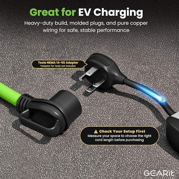 GEARit 30A 4-Prong Power Splitter - ETL Listed - NEMA 14-30P to Dual 14-30R & 14-50R Heavy Duty Dryer & EV Adapter for Electric Vehicles and Laundry