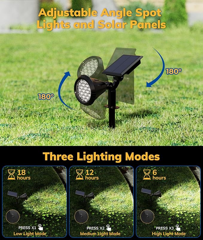 NBKLS Solar Spot Lights for Outside, 21 LED Outdoor Solar Lights for Yard, 6 Pack Solar Spotlights Waterproof Auto On/Off for Landscape, Wall, Garden, Pool, Tree, Pathway and Driveway(White)