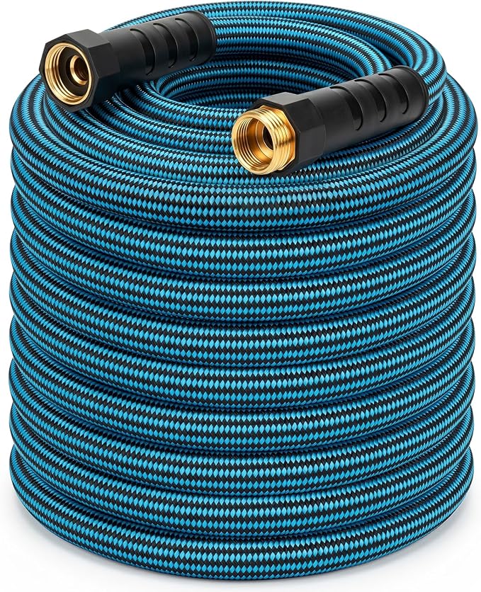 NON-EXPANDABLE Garden Hose 75 ft, Heavy Duty Flexible Water Hose, Kink Resistant Lightweight Hybrid Hose with Durable Fabric Skin, Leakproof Hose Male to Female Fittings