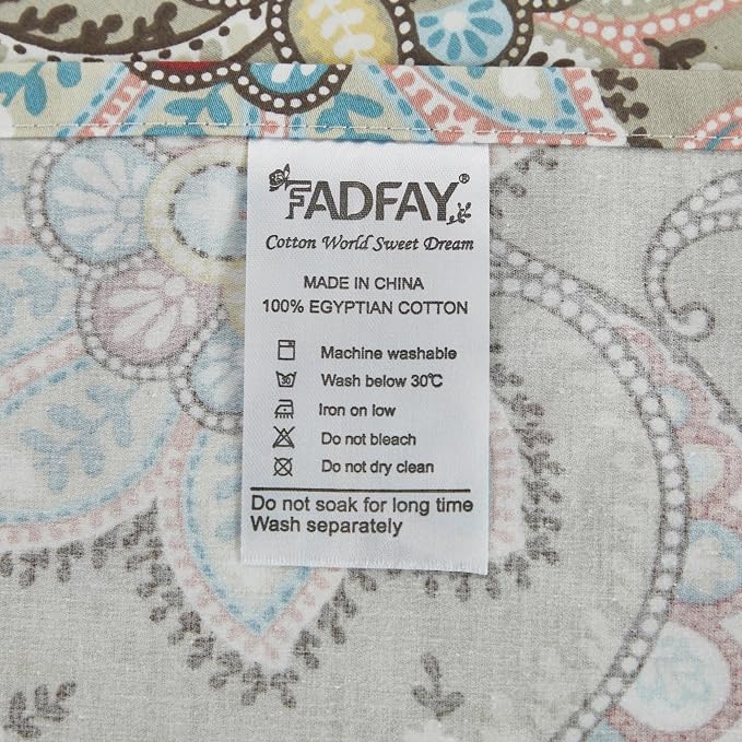 FADFAY Paisley Sheets Set Twin XL Boho Paisley College Bedding Luxurious Bohemian Damask Dorm Bedding 100% Egyptian Cotton 800 Thread Count Deep Pocket Fitted Sheet 4Pcs, Twin XL Size