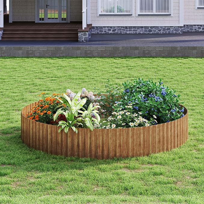 Garden Lawn Edging and Landscape Border - 8" x 20' Corrugated Metal Garden Edging, for DIY Flower Beds, Lawns & Landscaping (Real Rust)
