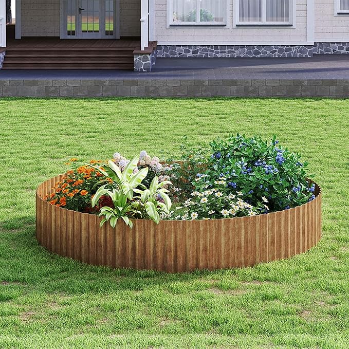 Garden Lawn Edging and Landscape Border - 8" x 40' Corrugated Metal Garden Edging, for DIY Flower Beds, Lawns & Landscaping (Real Rust)