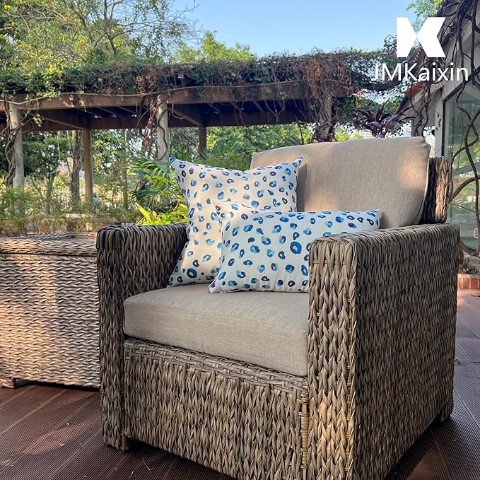 Pack of 2 Patio Lumbar Pillows, 12"x20" Fade Resistant Outdoor Waterproof Lumbar Pillow with Inners, Decorative Garden Lumbar Cushions for Home Patio Terrace Sofa Use