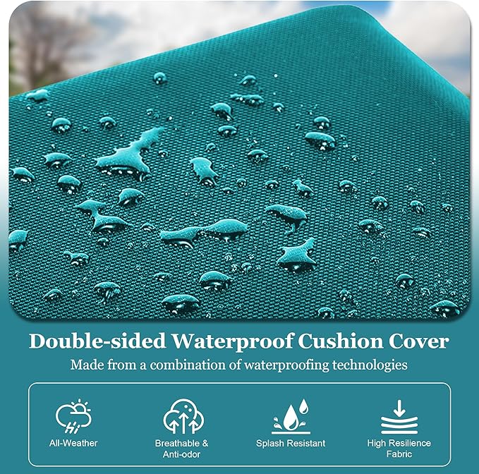 Waterproof 3-Piece Patio Sofa Cushion Cover Set - Replacement Covers for Outdoor Wicker Furniture, Bench & Seat Cushions with 4pcs Throw Pillow Cover