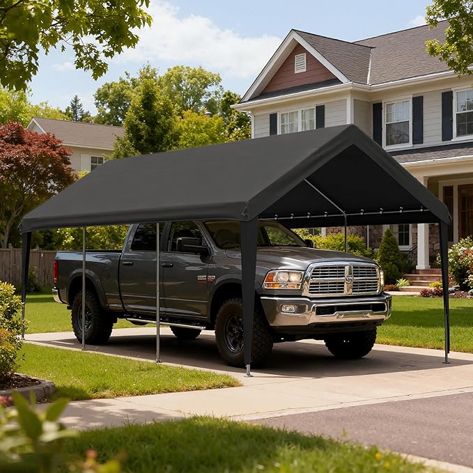 Carport Replacement Canopy Cover 10'x20' for Tent Top Garage Shelter Cover, 800D Heavy Duty Oxford Waterproof & UV Protected Car Canopy Tarp with Ball Bungees (Frame is not Included)
