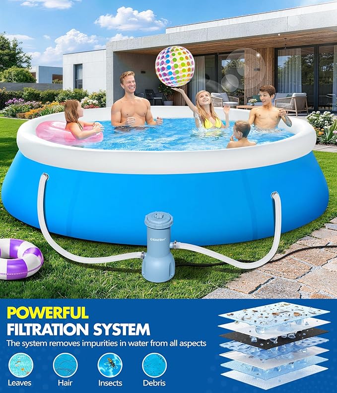 KimFilter Pro Series 1000 GPH Above Ground Pool Filter Pump, Powerful Pool Cartridge Filter Pump, Water Circulation and Filtration System -Improved Water Clean & Clarity, Pools Pumps Above Ground-Blue