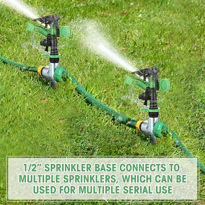 Sprinklers for Yard Garden Sprinkler 360 Degree Automatic Rotating Lawn Sprinkler with Water Stop Ring Adjustable Rotating Pulsating Sprinklers for Yard Ground Grass Irrigation System (16 Pack)