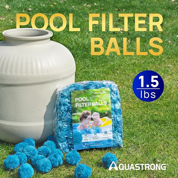 AQUASTRONG Pool Filter Balls for Sand Filter Pump, 1.5 lbs Stone Blue Reusable Sand Filter Balls (Replaces 50 lbs Pool Filter Sand), Efficient Filter Balls for Swimming Pools, Aquariums, Filter Pump