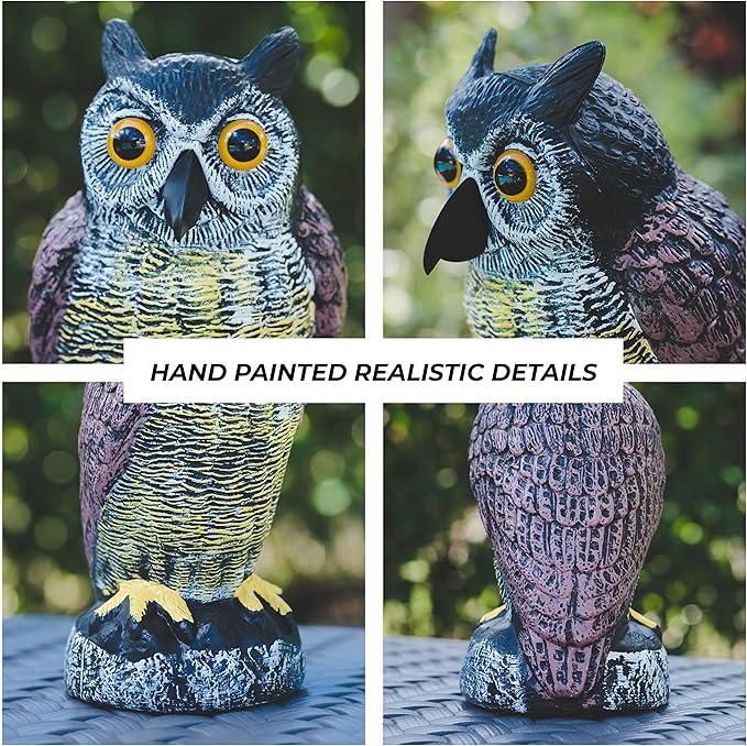 Owl Decoy to Scare Birds Away | Plastic Owls to Scare Birds Away | Owl Statue for Garden & Outdoors