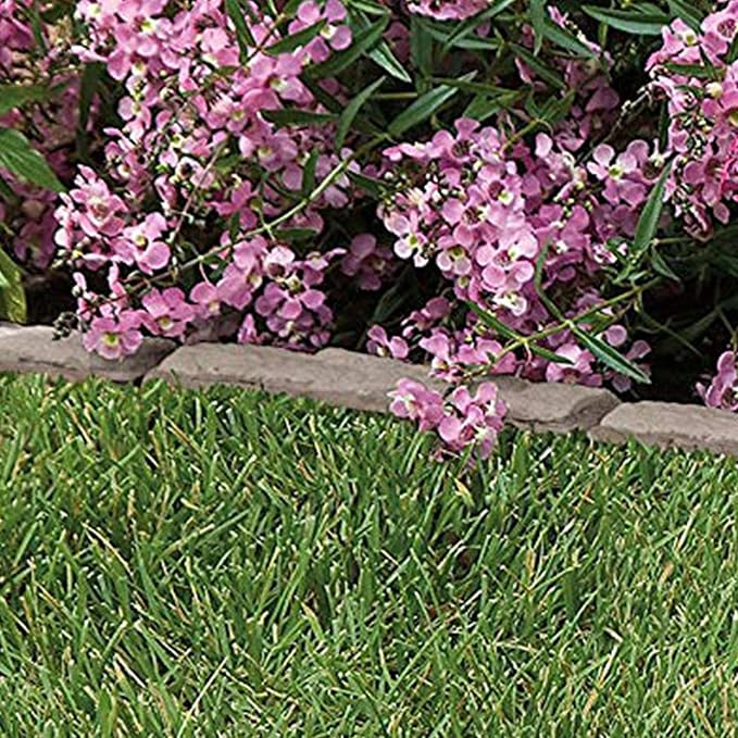 Suncast 7 Pack Quick Edge Resin Material 35 Inch Single Strip Natural Stone Lawn Border Edging for Patio, Gardening & Landscaping, Flagstone