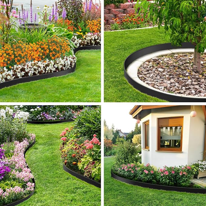 3 Inch x 80 FT (Multiple Sizes Available) Landscape Edging, Garden Edging Borders with 80pcs Upgrade Stakes, Flexible No Dig Plastic Garden Border for Lawn, Landscaping, Flower Beds and Yard