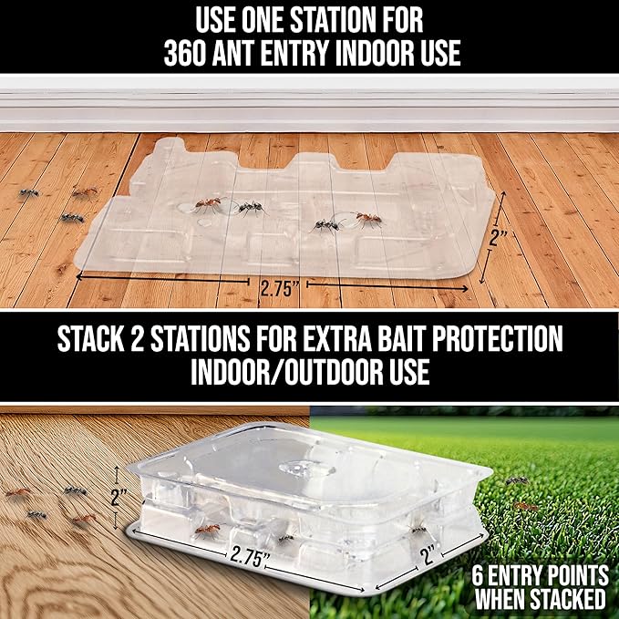 Catchmaster DEFIANT Reusable Ant Traps Indoor Refill (16 Pack) – Effective Liquid Ant Killer – Bait NOT Included – Stackable, Multi-Surface, No Mess, Discreet Bait Stations for Pest Control