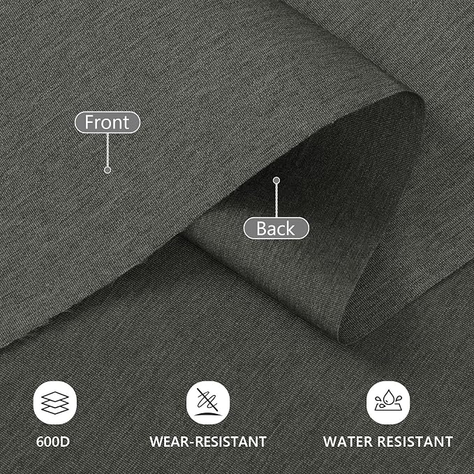 Waterproof Canvas Fabric by The Yard, 58inch 600D Upholstery Fabric Polyester Material Outdoor Water Resistant Material for Sewing Chair Patio Cushion Bag Sofa Seat Repair, 5 Yard Dark Gray