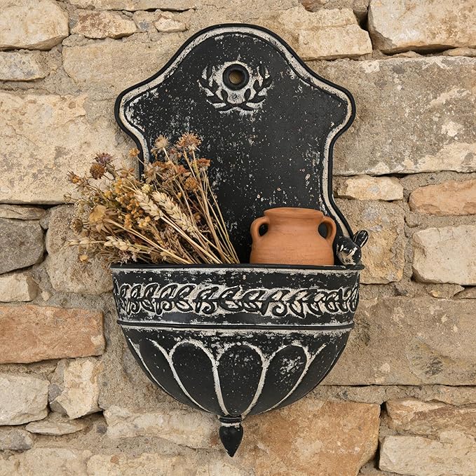 Vintage Rustic Wall Planter Distressed Decor Iron Hanging Plant Basket Shabby Metal Wall Mounted Flower Holder Pot Stand for Indoor Outdoor Home Balcony Patio Farmhouse Garden Decorative Bird Black