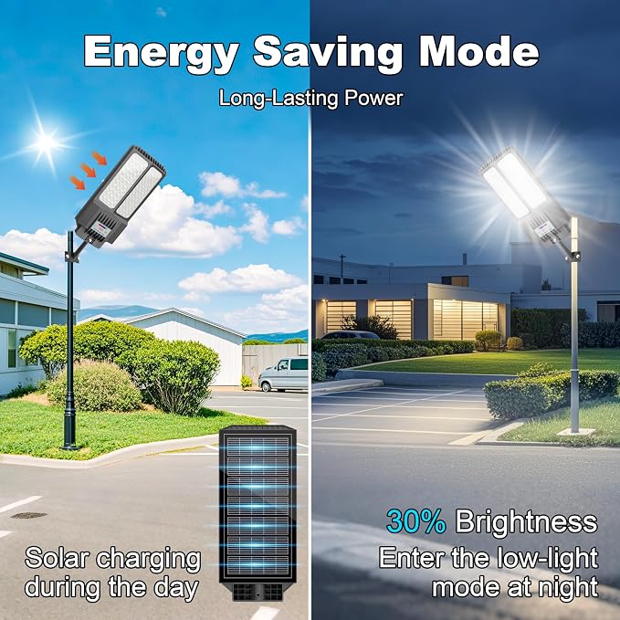 2025 New Solar Street Light, Solar Street Lights Outdoor Waterproof Dusk to Dawn 7000K LED Security Flood Light with Motion Sensor and Remote Control for Pathway, Entryway & Yard