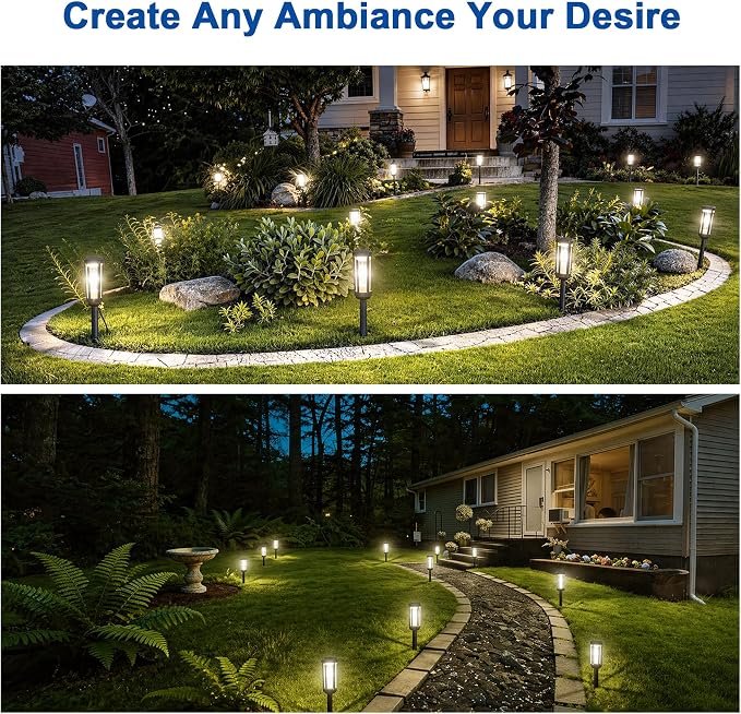 JEJOT Solar Pathway Lights Outdoor Waterproof IP65, 12 Pack Cool White Solar Walkway Lights, Auto On/Off Outdoor Light for Lawn Garden Patio Driveway Decor Landscape Lighting