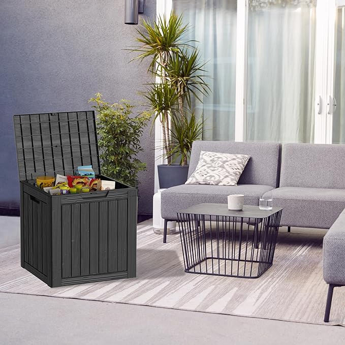 Outdoor Storage Box 35GAL Waterproof Resin Deck Box,Pool Accessories Supplies，UV-Resistant Lockable Package Delivery Bin for Garden Tools,Large Patio Outside Cushions,Chest,Furniture,Black