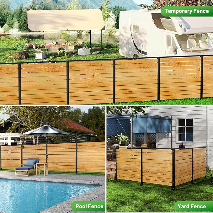 2 Panels No Dig Wooden Privacy Fence Screen, 42" H X 40" W Outdoor Air Conditioner Fences, Hide Trash Bins Or Ac Units, Decorative Garden, Patio, Backyard Fence -Temporary Fencing