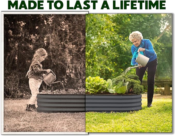 Plant & Plot Galvanized Raised Garden Beds Outdoor // 6×3×1 ft Planter Raised Beds for Gardening, Vegetables, Flowers // Large Metal Garden Box // Patented Tool-Free Design (Dark Gray)