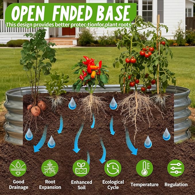 Galvanized Raised Garden Bed Kit, 2-Pack 4x2x1 FT Planter Garden Boxes Outdoor, Oval Large Metal for Vegetables Fruits, Flowers Planter Boxes, Easy Assembly Garden Bed Kit (2-Pack)
